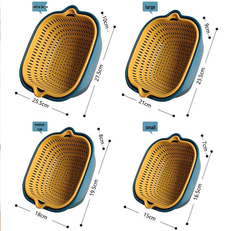 Multi-functional Double-layer Drain Basket Set for Washing Vegetables and Fruits - Available In Six or Eight Pieces for Kitchen or Living Room Use.