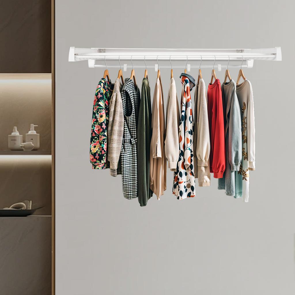 ABS Wall Mounted Retractable Clothes Drying Rack - Space Saving Foldable Laundry Hanger - Indoor Expandable Clothesline Holder