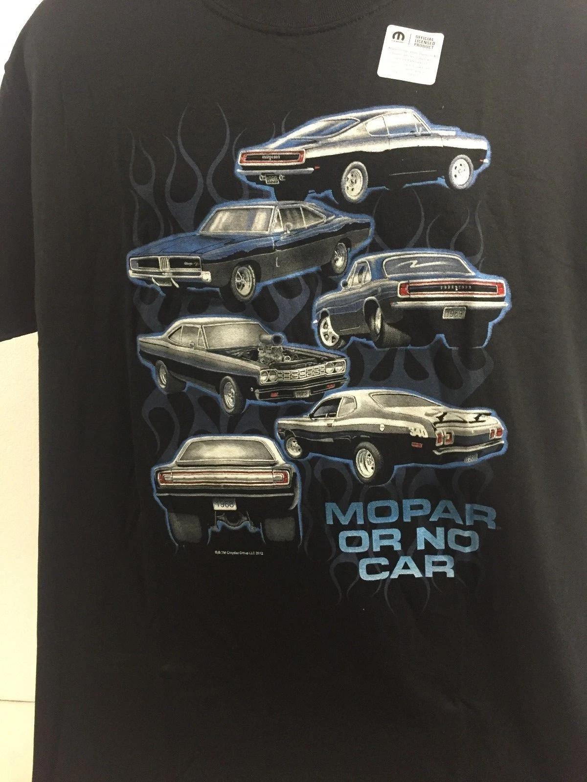 Black T-Shirt w/  Mopar Or No Car  Script & Multiple Cars (Licensed) L
