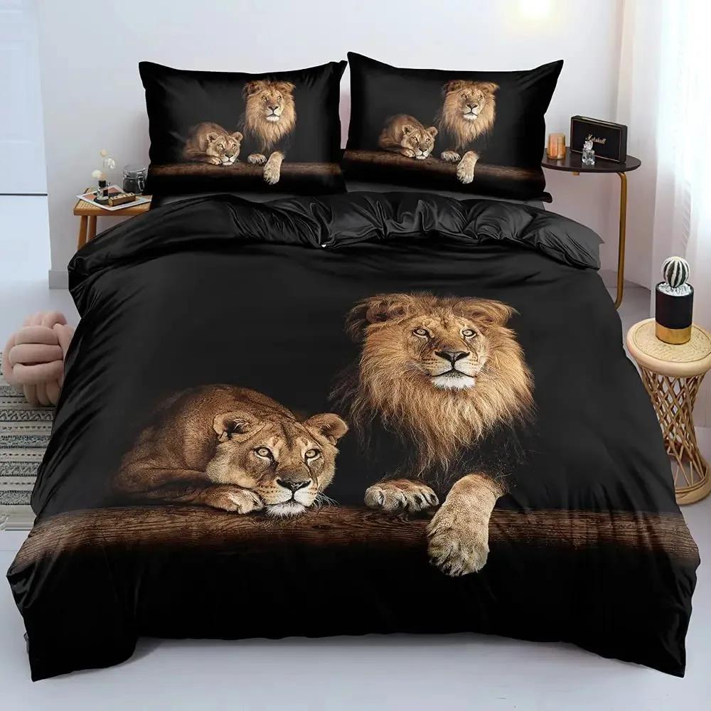 Tiger Duvet Cover Sets Full Size King Size,African Animals Bedding Set,Tropical Wild Animal Comforter Cover Quilt Cover