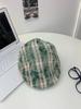 Retro Plaid Forward Hat Women's Autumn New Big Head Circumference Duckbill Hat Showing Face Small Beret Tide