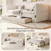 Upholstered Bed, Daybed, Sofa Bed, with 2 Drawers for Storage, Sleeper Sofa, Day Bed 90x190 cm, Extendable to 180 cm, with USB Port, Beige Linen