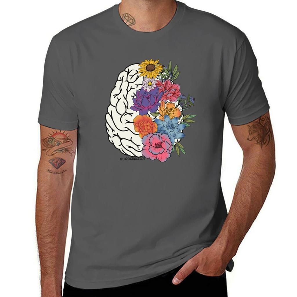 Floral Brain 2 Tshirt Basic Casual Wear Short Sleeve Top Tshirt