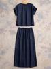 Minimalist Mulberry Silk T-shirt & Half Skirt Set in Classic Old Money Style