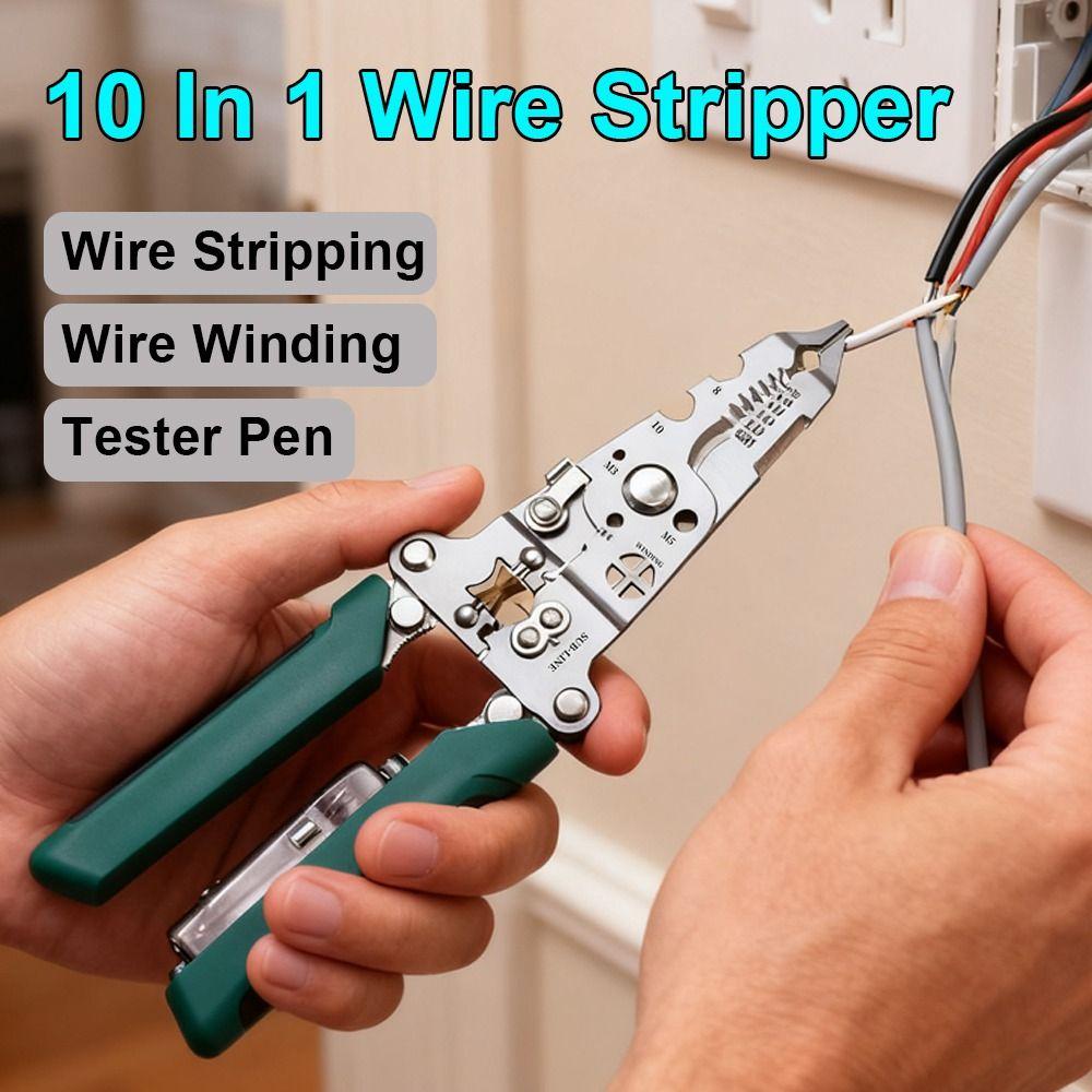 Folding Electrical Test Pen Foldable Crimper Tool Stripping Pliers Wire Stripper  Electrical Work