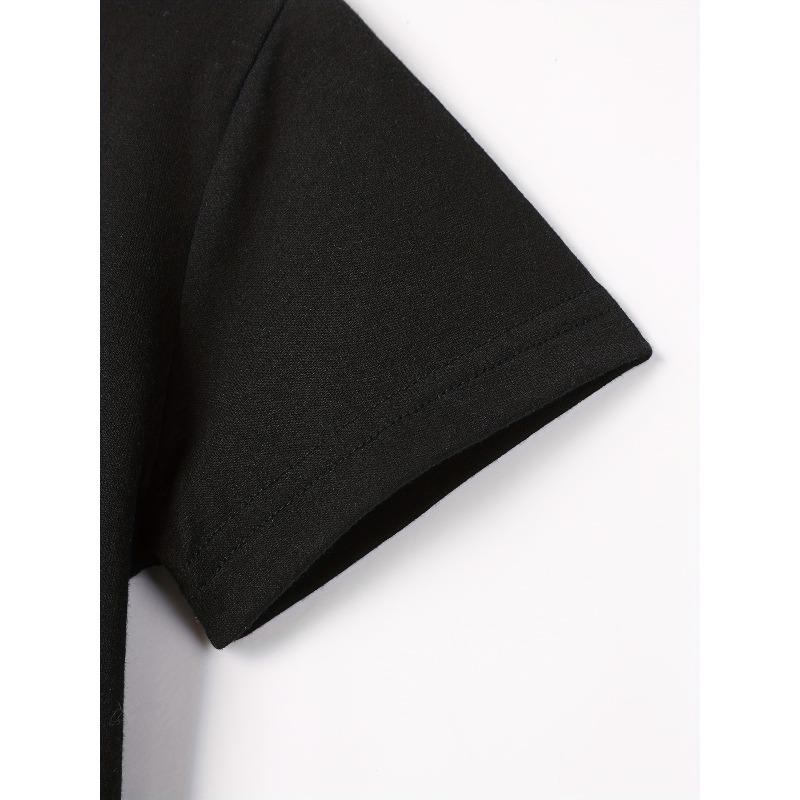 European sizes I Didn't Do It Print Boy's Short Sleeve T-shirt Breathable Loose Fitting Round Neck Creative Pattern Casual Top