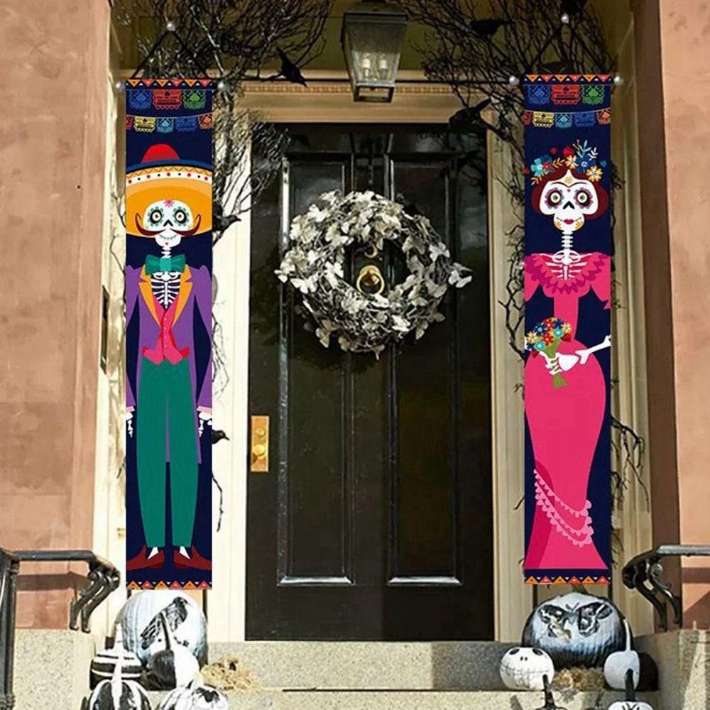 Day Porch Sign Skull Couplet Hanging Flag Halloween Supplies Halloween Couplet Banners Ornaments
