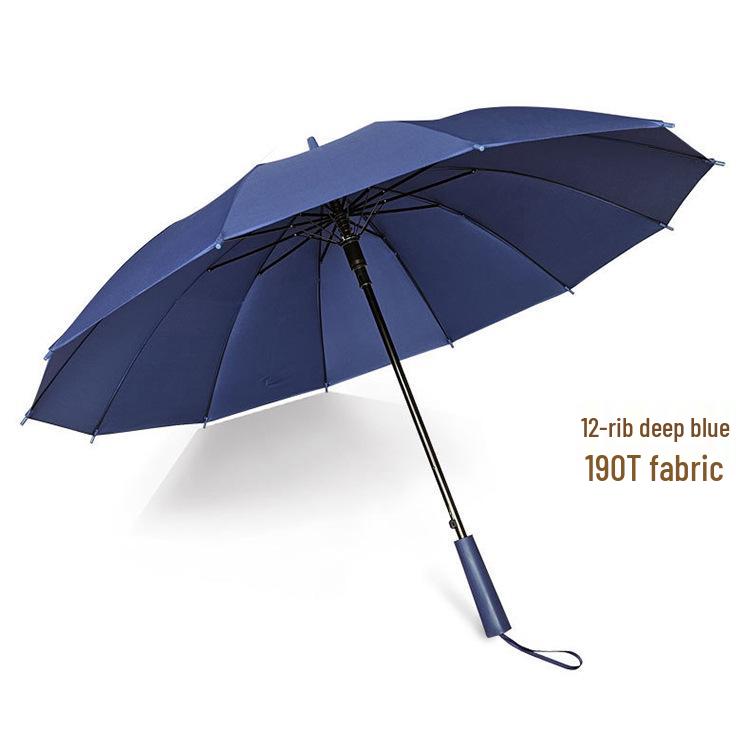 12-Rib 24-Rib Long-Handle Straight Men's Umbrella for Two, Business Advertising, Sun and Rain Protection
