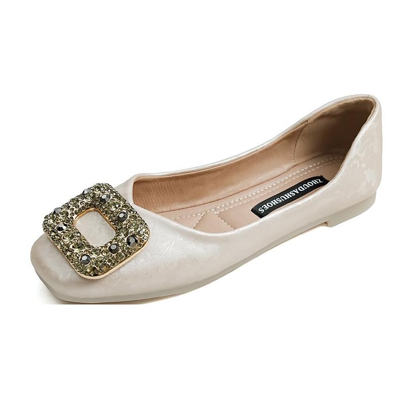 Rhinestone Soft Sole Is Not Tired, Flat-soled French Single Shoes for Women's 2025 New Spring Skirt, Doudou Shoes, Large-size Women's Shoes
