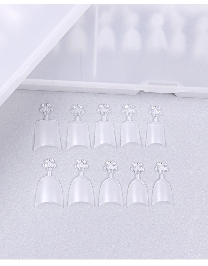 Traceless Oval Flower Nail Tips - Frosted Half-Cover