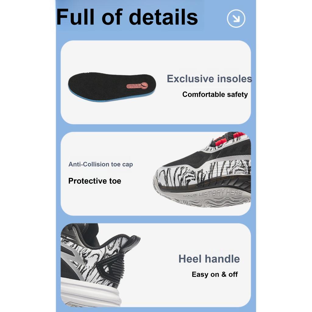 Anta Kids Fabric Breathable Comfortable Non-Slip Wear-Resistant Low-Top Basketball Shoes Kids sneaker Black White 312431103-3