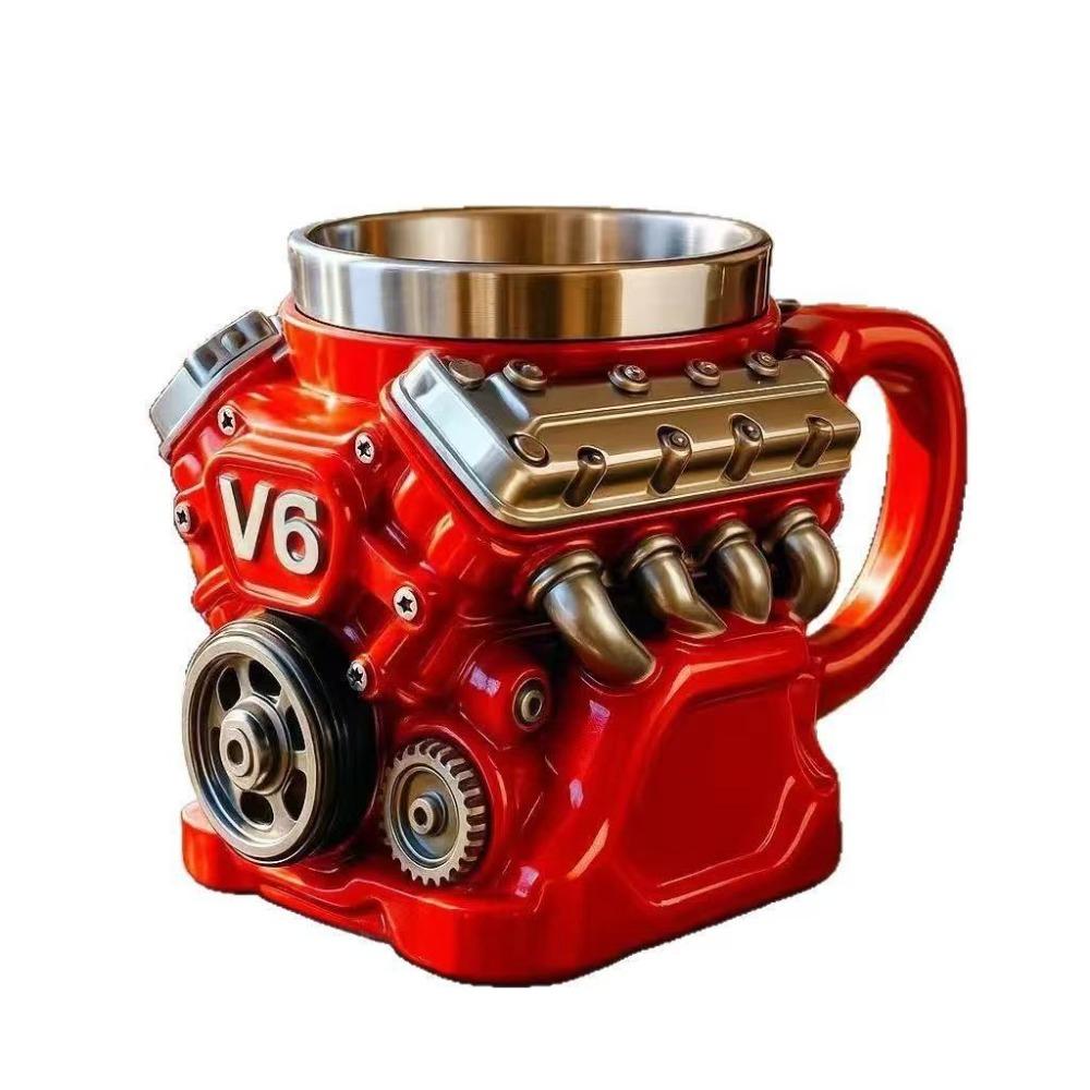 Retro V8 Motory Nerezový hrnek s uchem Izolace Hrnček do auta Dárky pro muže a chlapce