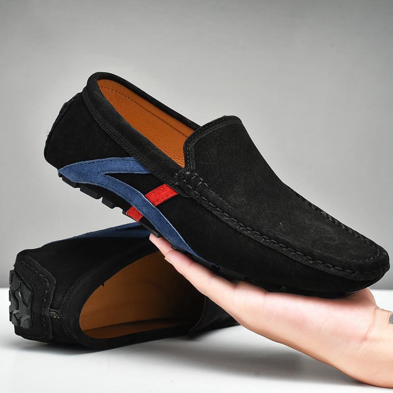 

Весна/лето, мужские повседневные туфли-бобы большого размера, деловая обувь из натуральной кожи, обувь для ленивых, мужская обувь с закрытыми ножнами 43 чёрный