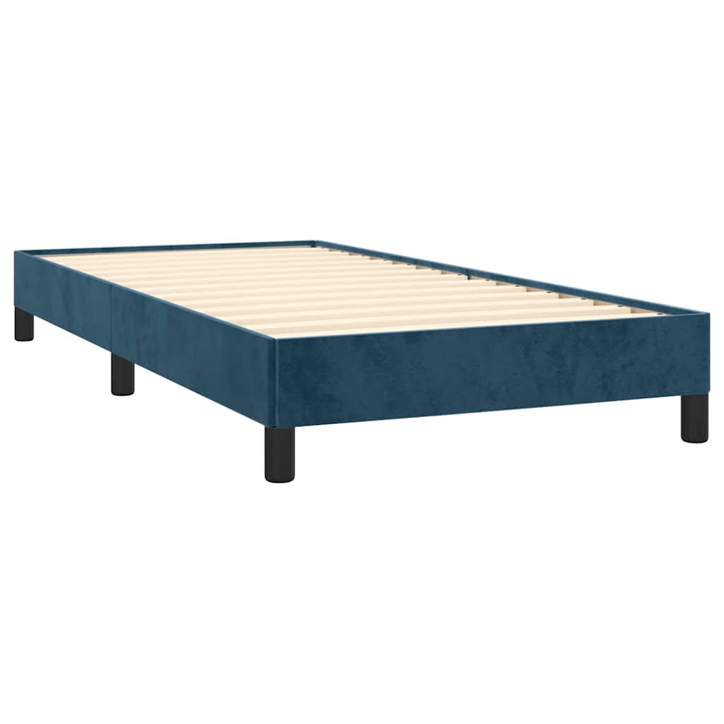 Box Spring Bed with Mattress Dark Blue 90 x 200 cm Velvet