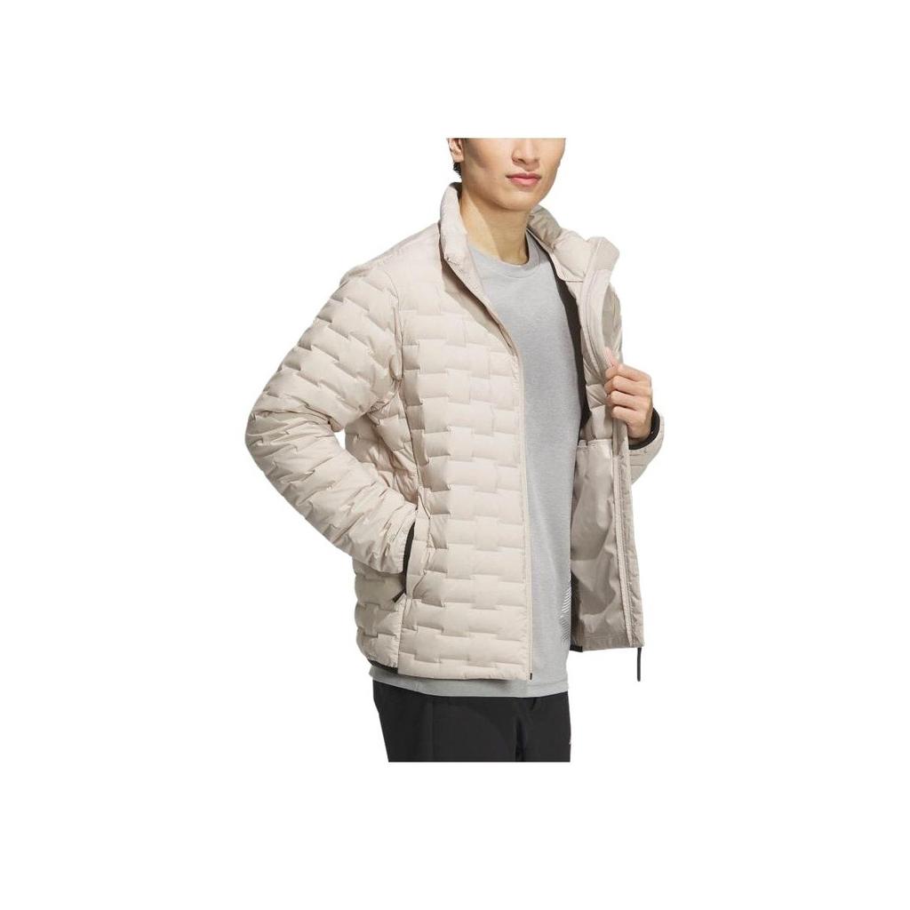 adidas 800 Daunen Buchstaben-Print Stehkragen Reißverschluss Langarm Jacke Herrenjacke Weiß IS8920