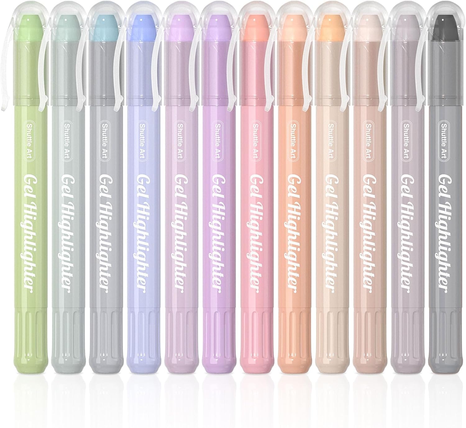 

Shuttle Art Highlighter Soft Solid Fluorescent Fluorescent Soft Retractable Gel with Clear for Marking Convenient Storage Pens, 12-Color Set, Colors,