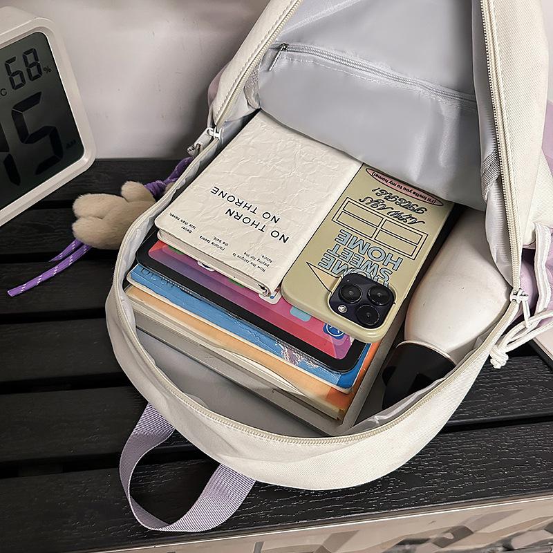 Schoolbag Large Capacity Backpack Casual Ins Style Fashion Girl Gray Korean Version Simple College Student Schoolbag Travel Backpack