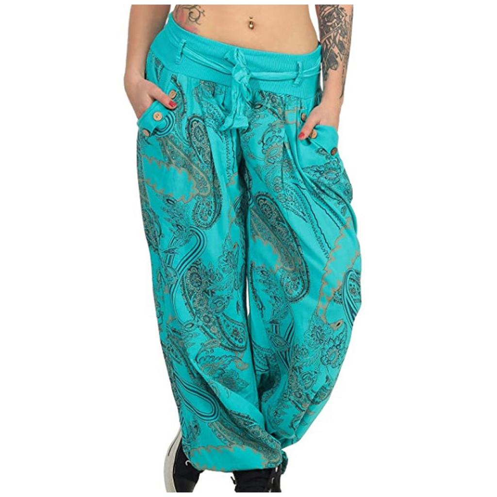 Dame Hverdagslig Pluss Størrelse Trykk Elastisk Midjebelte Rett Løse Lange Bukser