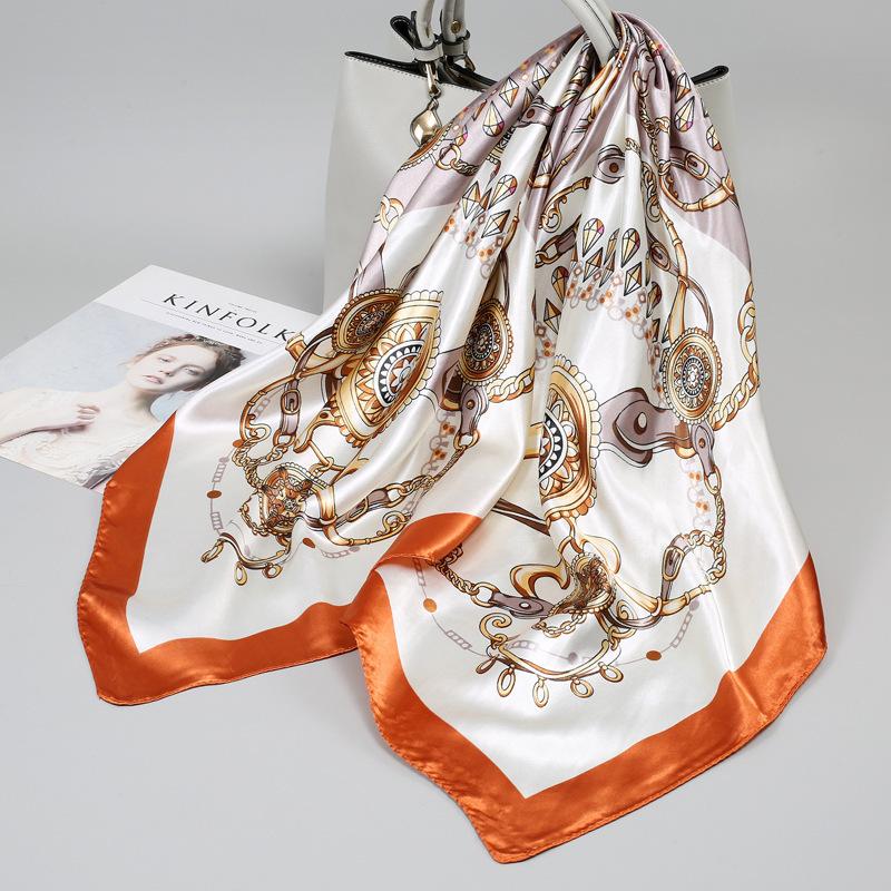 90 Square Scarves, Silk Scarves, Women's New Spring and Summer High-end Sense Versatile, Thin Scarves, Shawls Outside