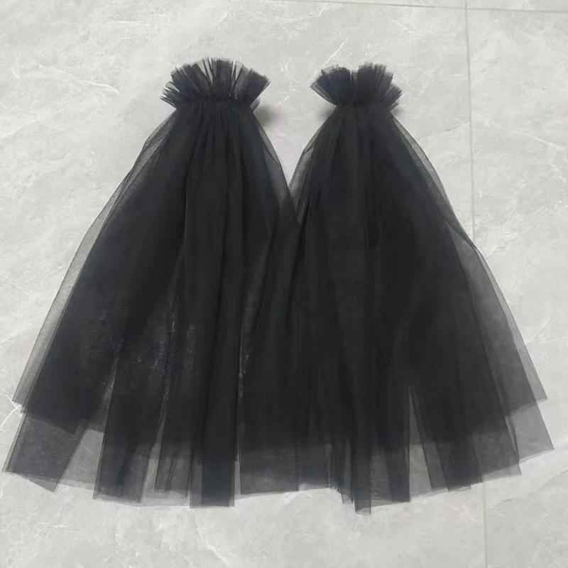 Bride Wedding Gloves Gauze Summer Fairy Sweet Long Removable Puff Sleeves White Tulle Party Dress Accessory