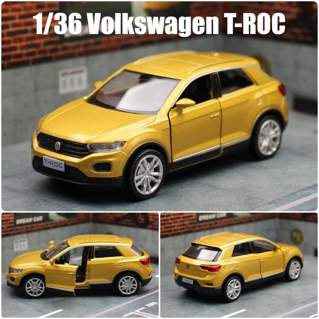 Volkswagen T-ROC SUV Simulation Diecast & Toy Vehicle Pull Back & Doors Open RMZ City 1:36 Alloy Car Model Gifts For Children
