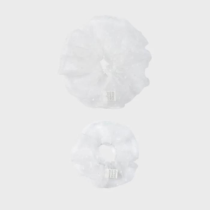 BUBBLE ORGANZA SCRUNCHIE SET (WHITE/2PCS)