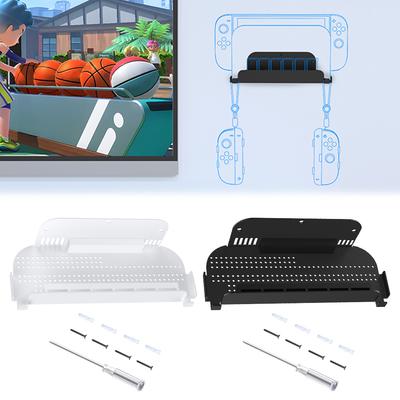 Universal Wall Mount Host Stand for Switch OLED Consoles Efficient Heat Dissipation Hook Rack Metal Wall Mount Wall Stand Holder