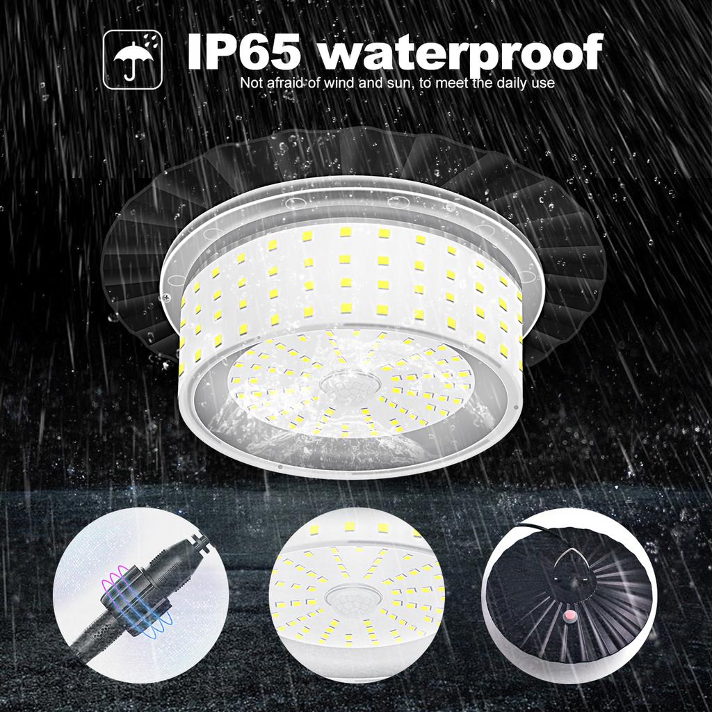 244 LED Solar Pendant Light with Remote Control 5 Modes Motion Sensor Solar Shed Barn Light IP65 Waterproof Indoor Outdoor Hanging Solar Lights