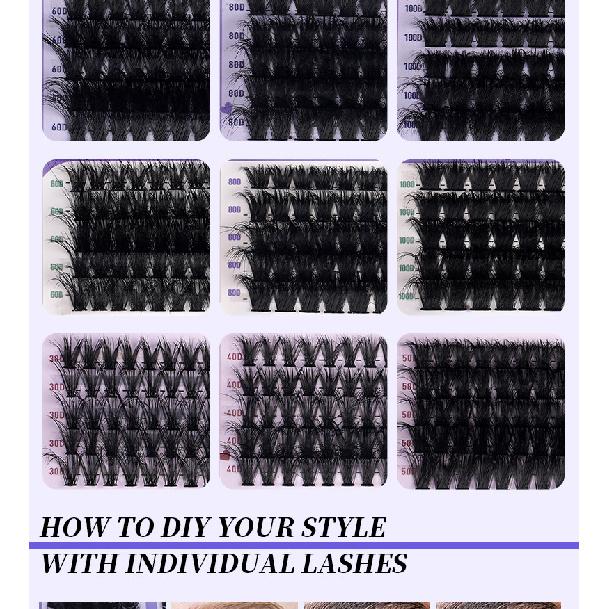 230-300 Clusters Voluminous D-Curve Segment False Eyelashes DIY Kit