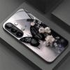 Custodia in vetro per telefono con motivo a farfalla nera adatta per Samsung Galaxy S26 S25 S24 S23 S22 S21 S20 FE/Ultra/Plus
