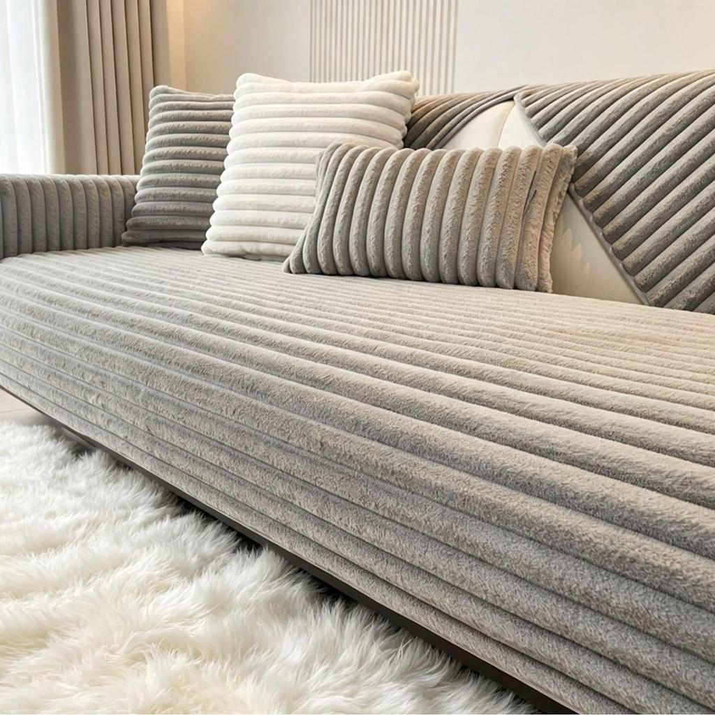Thickened Non-Slip Flannel Sofa Cushion: High-End, Warm Full-Cover Design