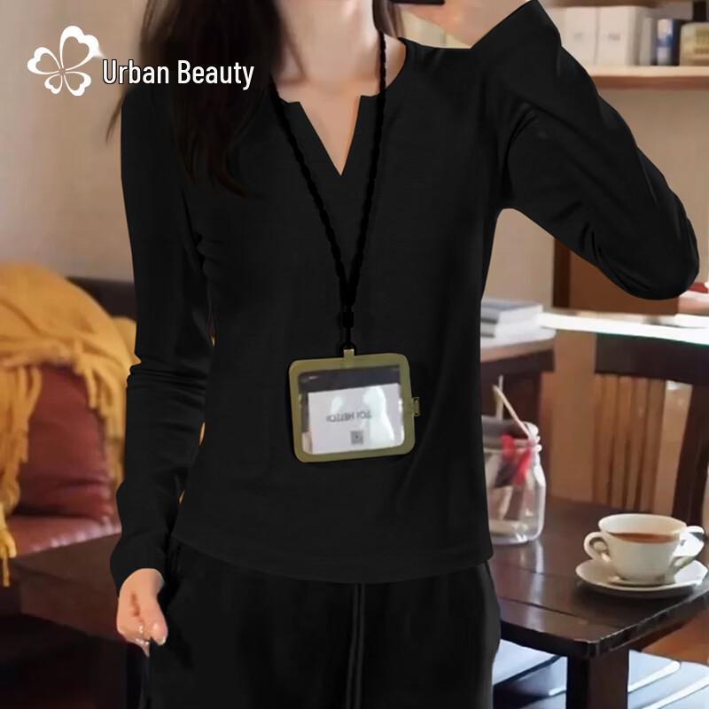 

Женская приталенная футболка Urban Beauty с V-образным вырезом и длинным рукавом L