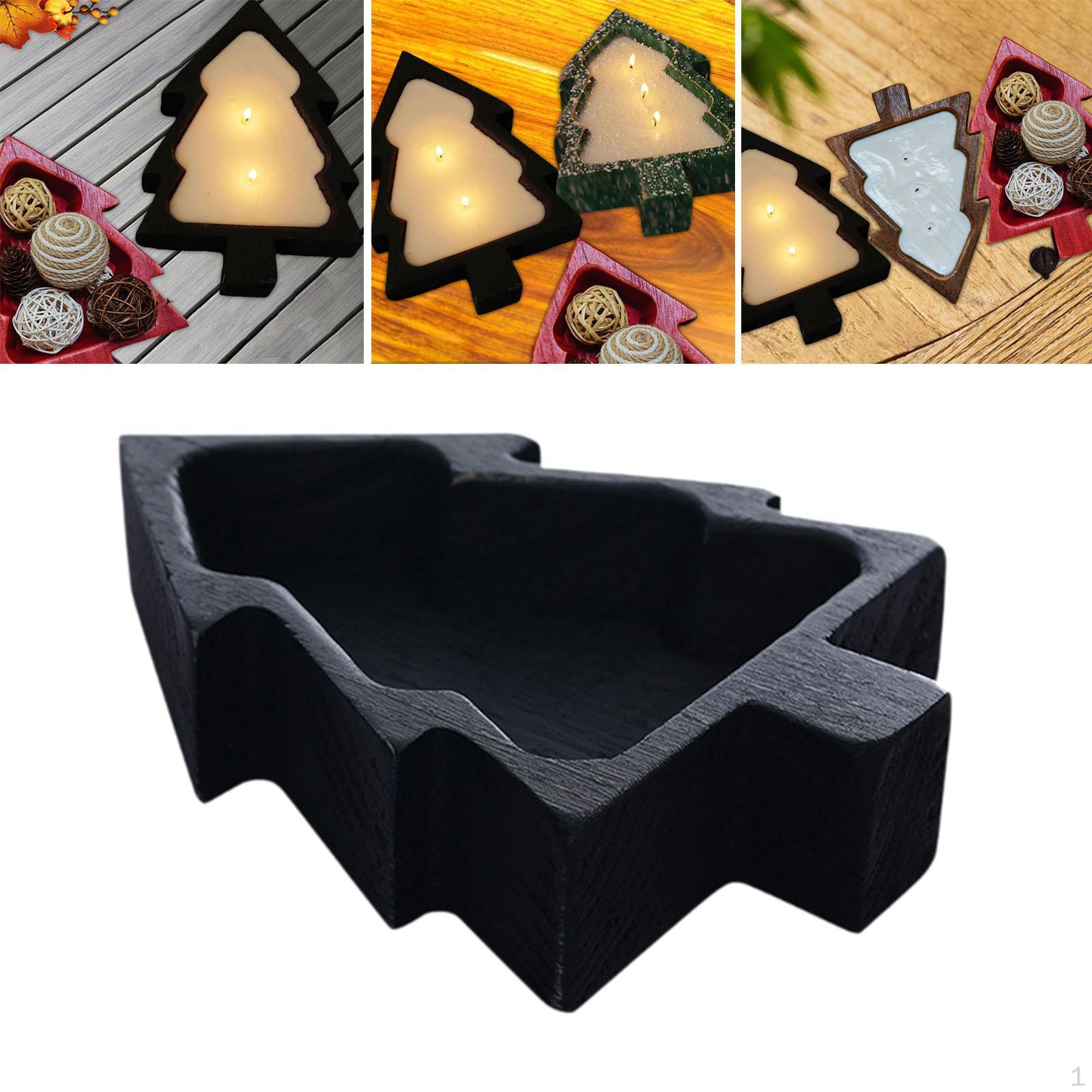 

Christmas Tree Serving Tray Fruit Bowl Easy to Clean Xmas Party Decoration Wood Snack Plate for чорний