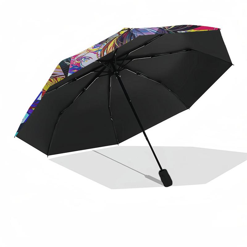 1 ud. Paraguas de Exterior Inspirado en Mikoto Mikazuki - Apertura/Cierre Automático, Diseño Portátil Plegable en 3, Armazón de Hierro de 8 Varillas, Regalo Perfecto para Fans, Viaje