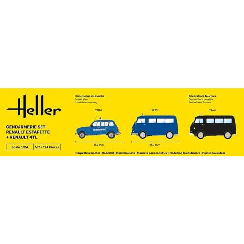Platz Heller 1/24 Scale Renault Estafette & Renault 4TL Military Police Set Plastic Model Kit HE50325