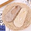 2 Pairs Women Girls Summer Socks Girl Lace Boat Socks Non-slip Silicone Cotton Sock Soft No Show Sock Slippers