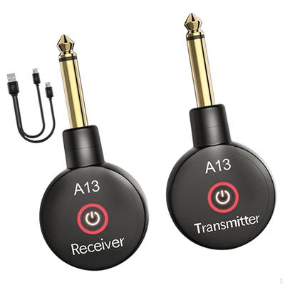 Guitar System Transmitter Receiver 6.35mm Plug Portable Black for Electric Acoustic Guitars
