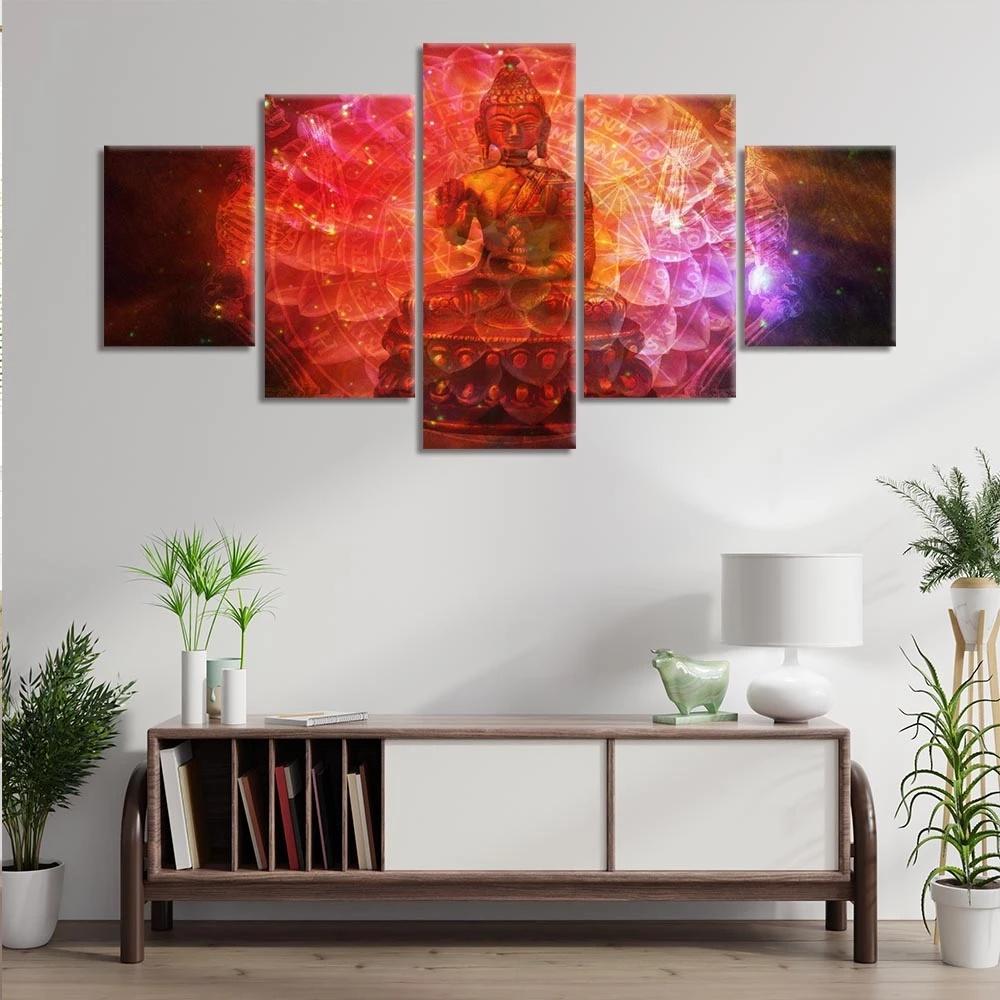 HD Print Modular 5 PiecesBuddhism Meditation Posters Canvas Painting Art Modern Home Decor for Living Room Wall Picture No Frame