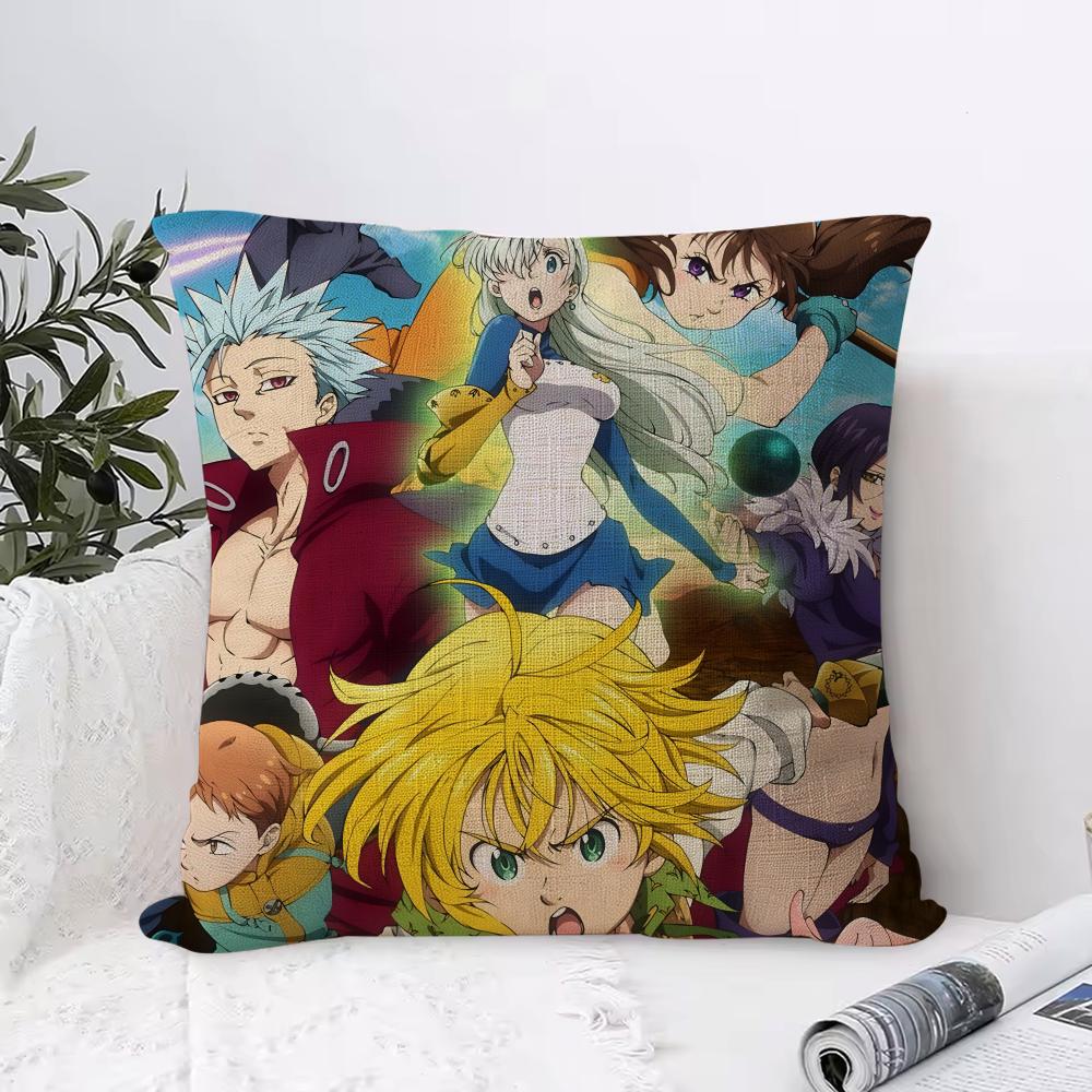 Anime DDeadly SSins Cushion Cover Eco Linen Pillow Case DoubleSided Print Breathable Durable Zipper Home Decor Gift