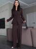 2025 Autumn European & American Elegant Solid Color Waistband Blazer & Suit Pants Set