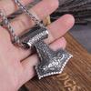 Nordische Wikinger Thor Hammer Mjolnir Halskette Edelstahlkette Wikinger Runen Amulett Vegvisir Anhänger Männerschmuck