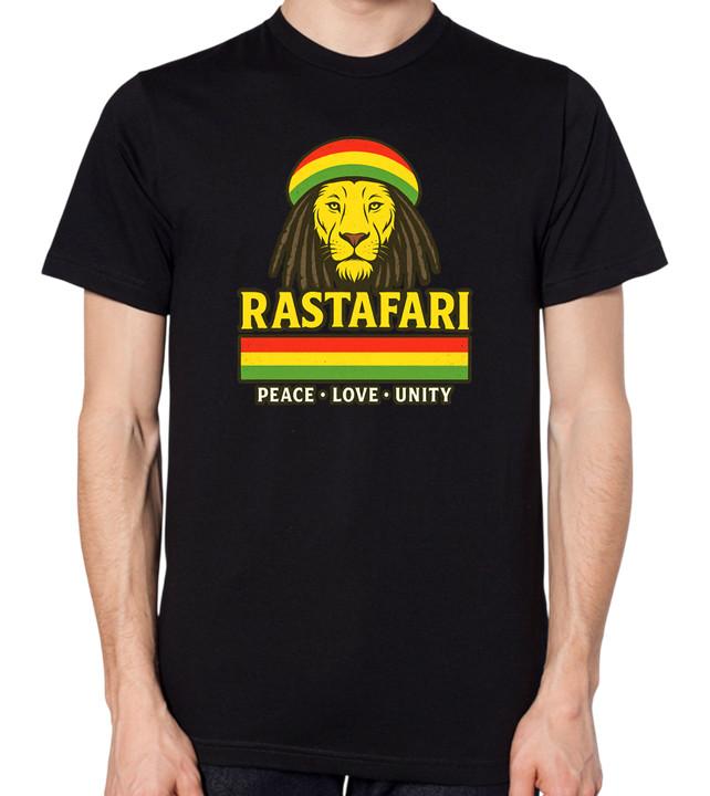 Lion With Dreads Peace Love Unity T-Shirt Jah Rasta Reggae Rastafarian Top S