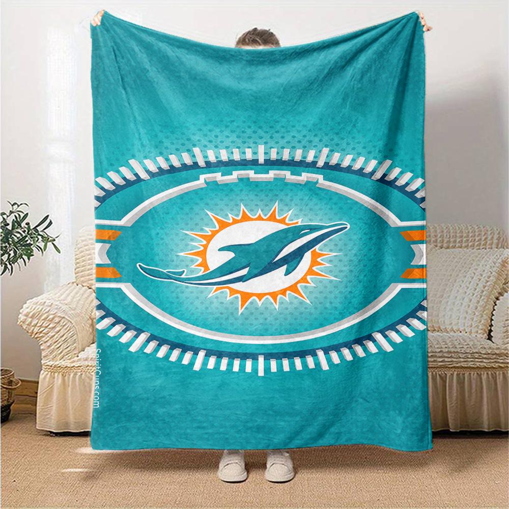 1pc Blanket - Miami Dolphins Logo Print Design,Lightweight Blanket for Sofa,Bed- Soft &Warm,Gift for All Seasons