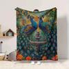1PC Peacock Garden Fountain Blanket, Throw For Sofa, Bed, Travel, Printing Blanket With Soft And Warm Fabric yy250918161