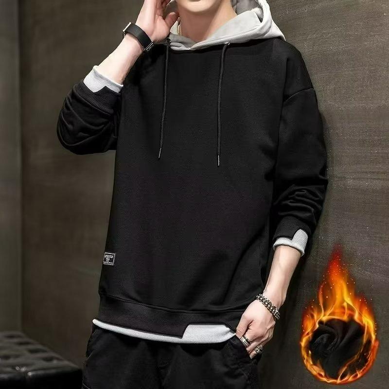 Fake Two-piece Loose Sweater Men's Trend Men's Autumn and Winter Loose Hooded Jacket