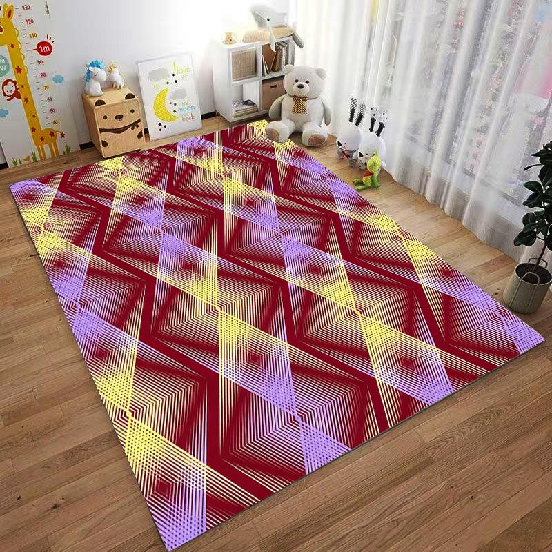 Geometric Diamond Pattern Carpet with Red, Yellow, and Purple Design Suitable for Use As an Anti-slip for Living Room Bedroom Sofas