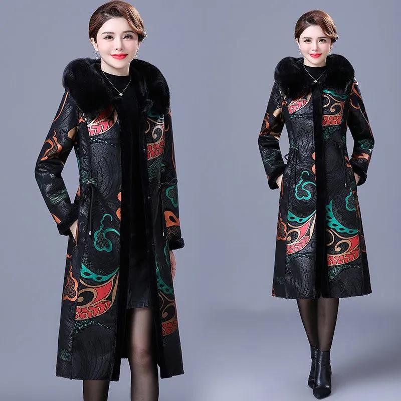 Women's Thickened Warm Mid-Length Over-the-Knee Coat Reversible Outerwear for Mothers