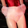 Open Crotch Oil Shiny Underwear Women Sexy Transparent Seamless Panties Female Temptation High Elastic High Waist Underpants