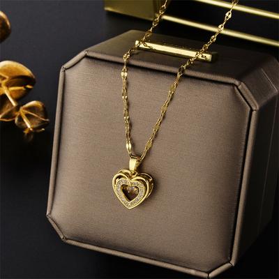 Lindo Collar con Colgante de Cristal de Corazón Latiente para Mujer Moda Coreana Cadena Clavícula de Acero Inoxidable Joyería Sexy de Boda Femenina