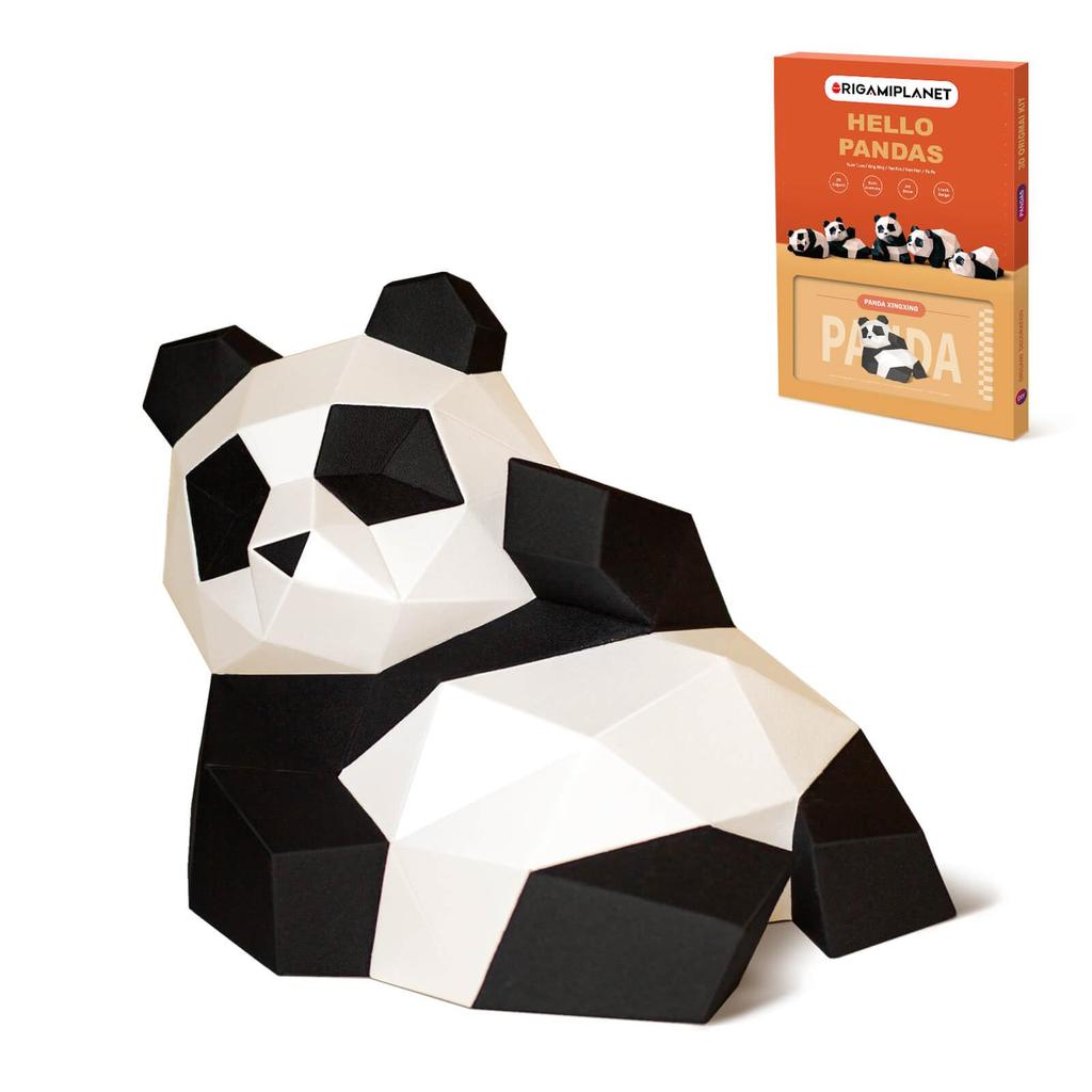 ORIGAMIPLANET 3D Origami Papercraft Kit Panda Fun DIY 3D Panda Paper Art Model for Teens Easy Handmade Animal Figurine Sculpture Gift Set for